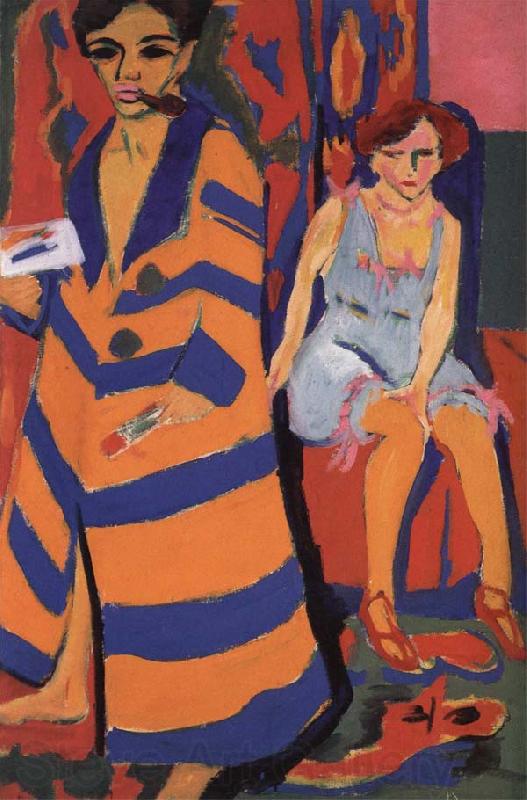 Ernst Ludwig Kirchner Self-Portrait with Model Norge oil painting art